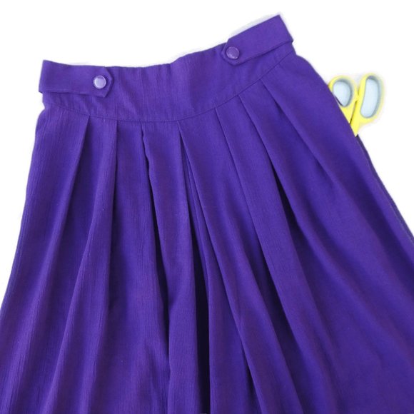 Vintage Gauchos Culottes Split Skirt Basque Waist Palazzo Purple Moonglow Button - Picture 7 of 10
